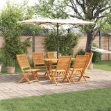 Garden Dining Set Folding 7 pcs Brown Solid acacia wood