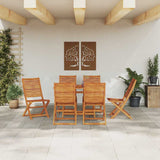 Garden Dining Set Folding 7 pcs Brown Solid acacia wood