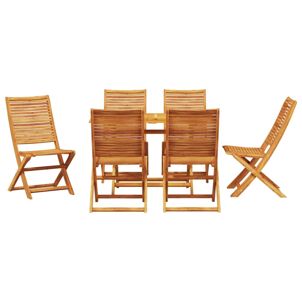 Garden Dining Set Folding 7 pcs Brown Solid acacia wood