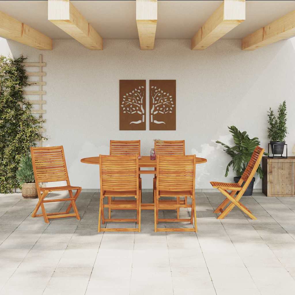 Garden Dining Set Folding 7 pcs Brown Solid acacia wood