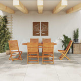 Garden Dining Set Folding 7 pcs Brown Solid acacia wood