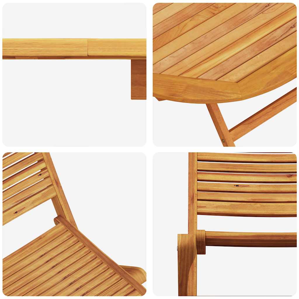 Garden Dining Set Folding 9 pcs Brown Solid acacia wood