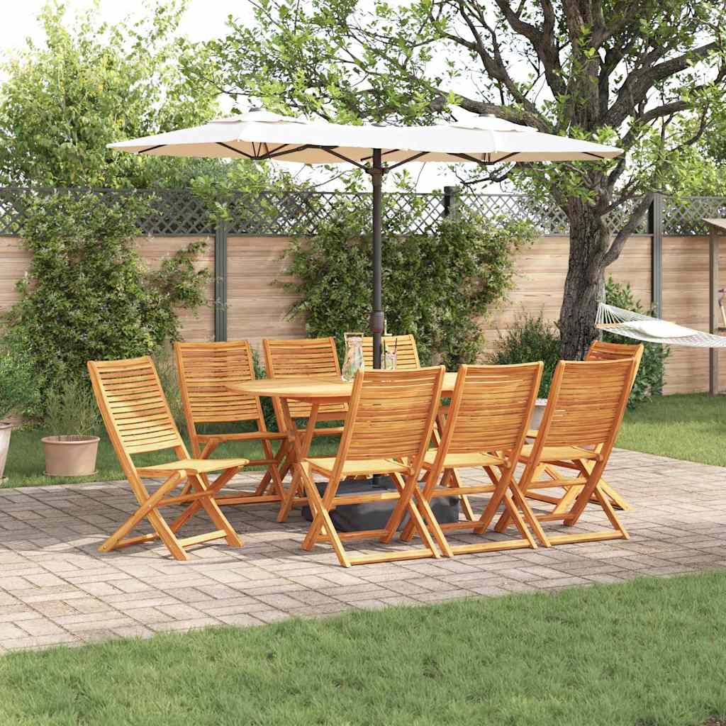 Garden Dining Set Folding 9 pcs Brown Solid acacia wood