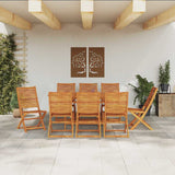 Garden Dining Set Folding 9 pcs Brown Solid acacia wood