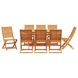 Garden Dining Set Folding 9 pcs Brown Solid acacia wood