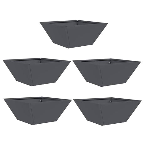 Garden Bowl Planter 5 pcs Anthracite 35 x 35 x 15 cm Steel