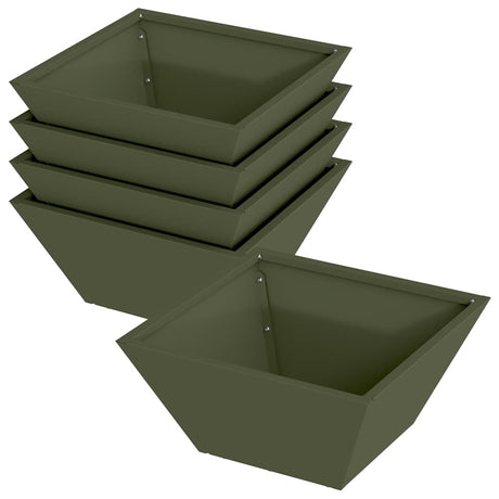 Garden Bowl Planter 5 pcs Olive green 35 x 35 x 15 cm Steel
