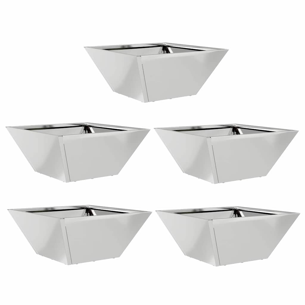 Garden Bowl Planter 5 pcs Silver 35 x 35 x 15 cm