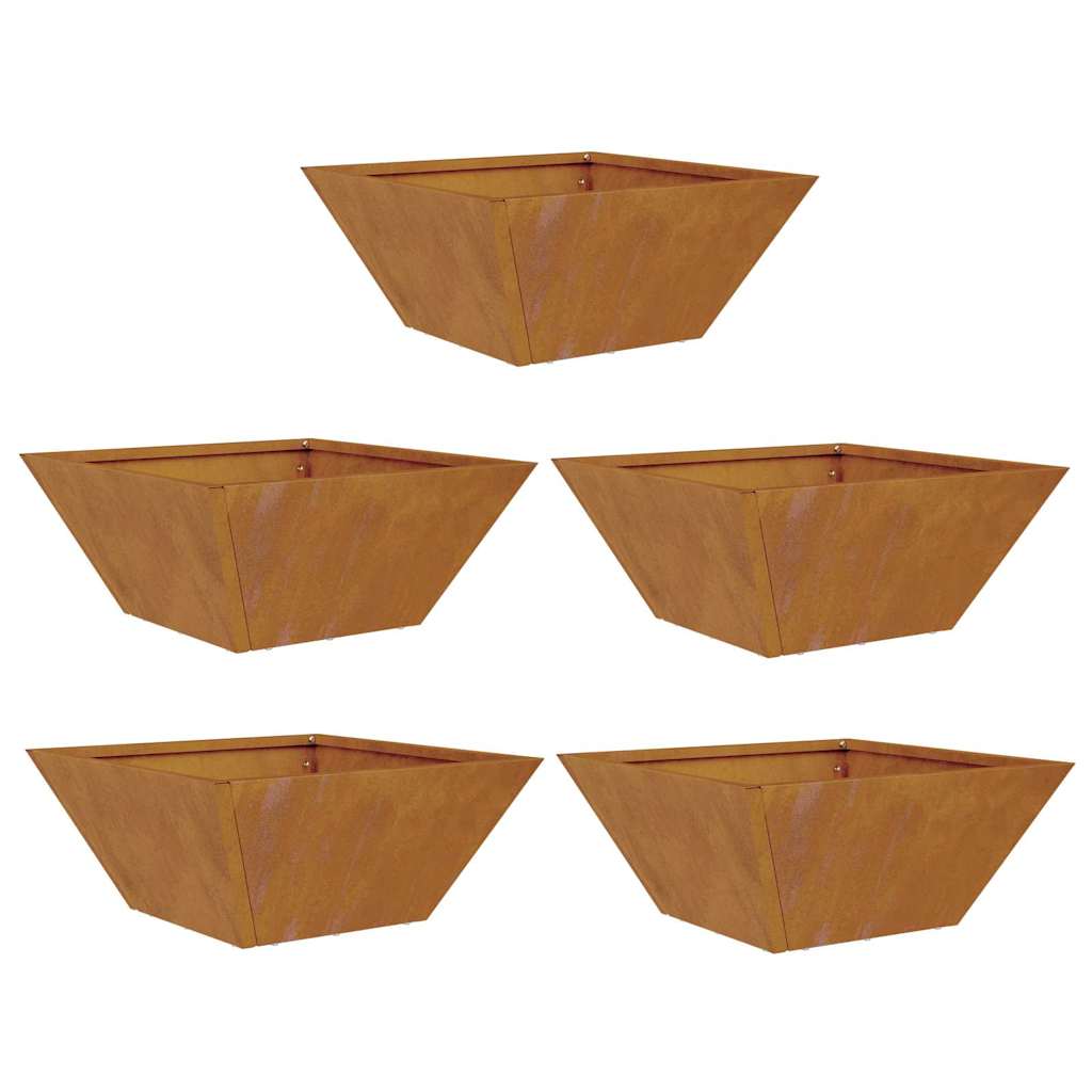 Garden Bowl Planter 5 pcs Rusty 35 x 35 x 15 cm