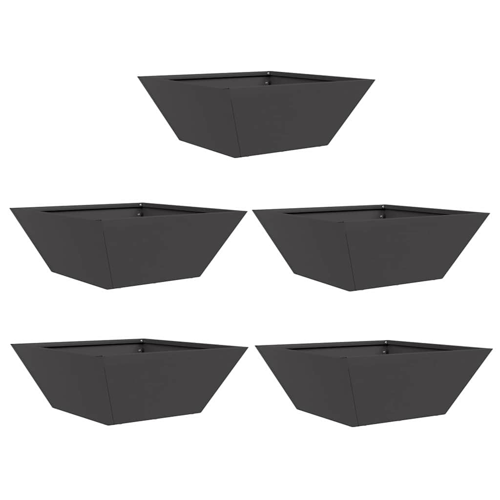 Garden Bowl Planter 5 pcs Black 40 x 40 x 15 cm Steel