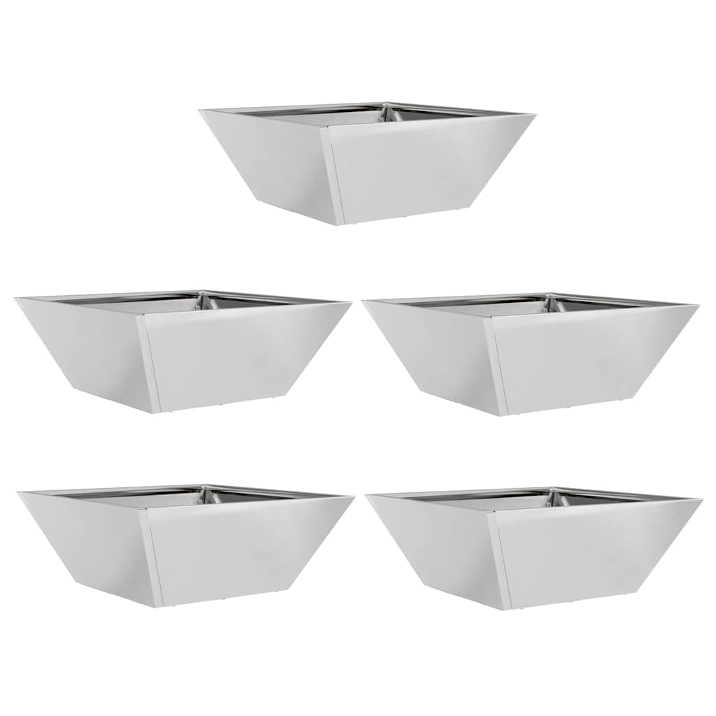 Garden Bowl Planter 5 pcs Silver 40 x 40 x 15 cm