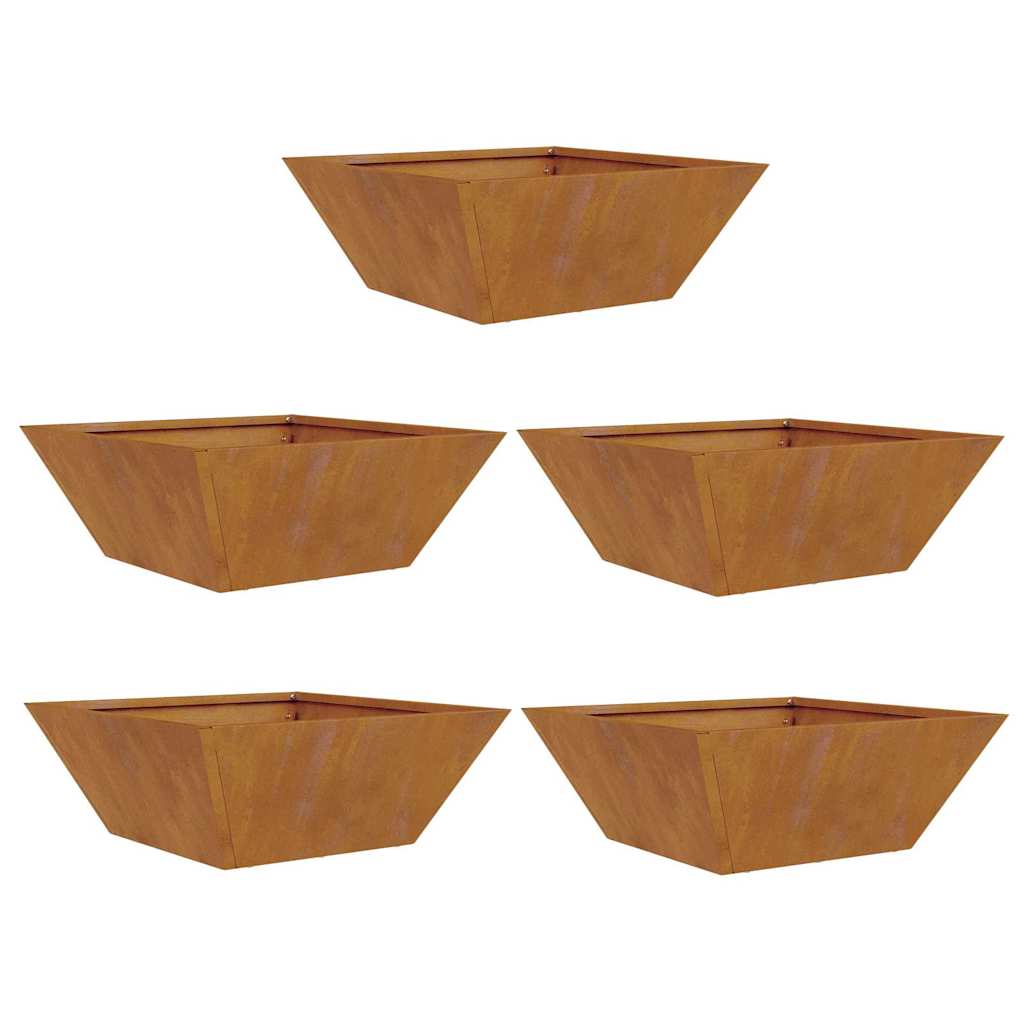 Garden Bowl Planter 5 pcs Rusty 40 x 40 x 15 cm