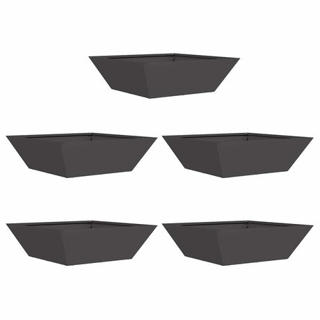 Garden Bowl Planter 5 pcs Black 50 x 50 x 15 cm Steel