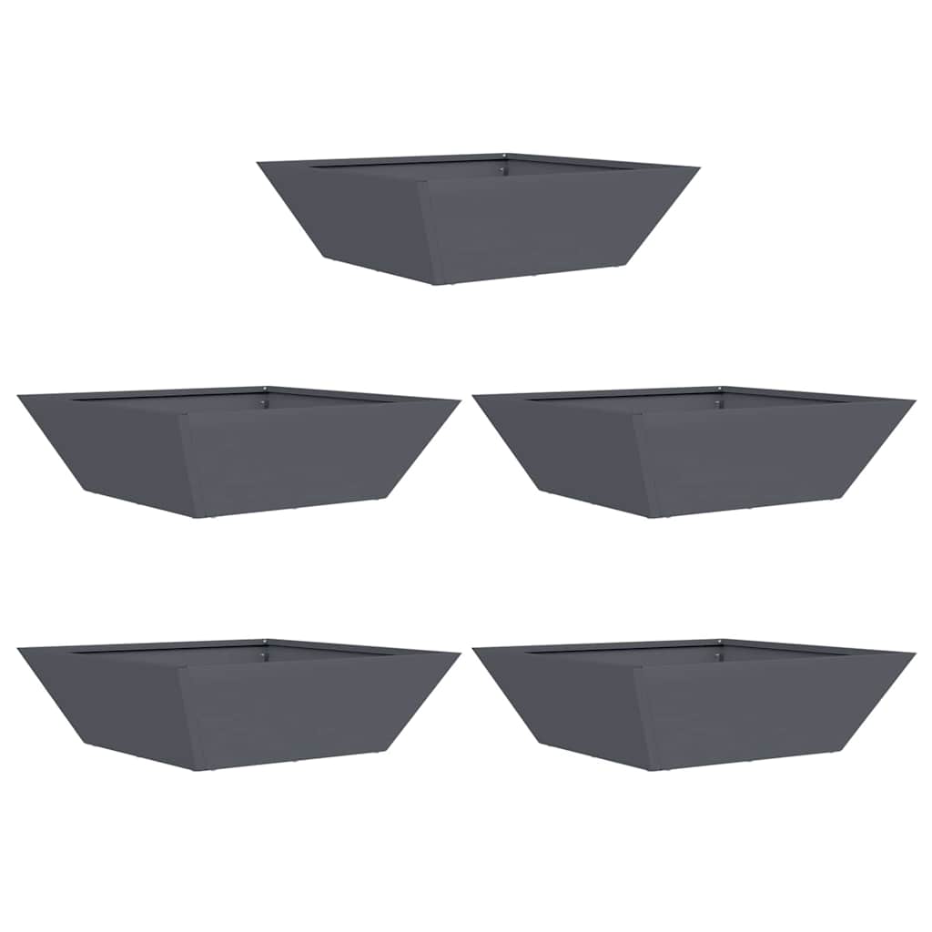Garden Bowl Planter 5 pcs Anthracite 50 x 50 x 15 cm Steel