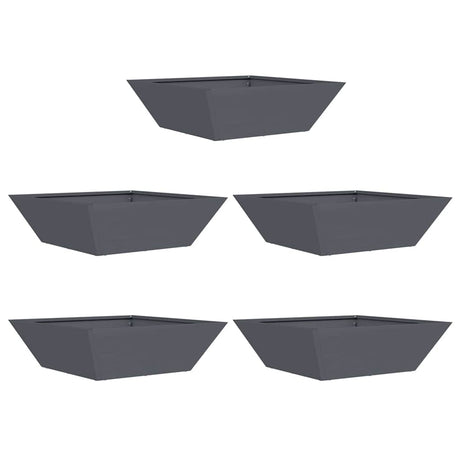 Garden Bowl Planter 5 pcs Anthracite 50 x 50 x 15 cm Steel
