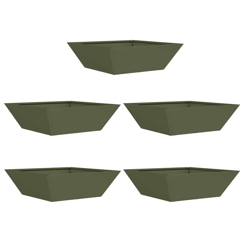 Garden Bowl Planter 5 pcs Olive green 50 x 50 x 15 cm Steel
