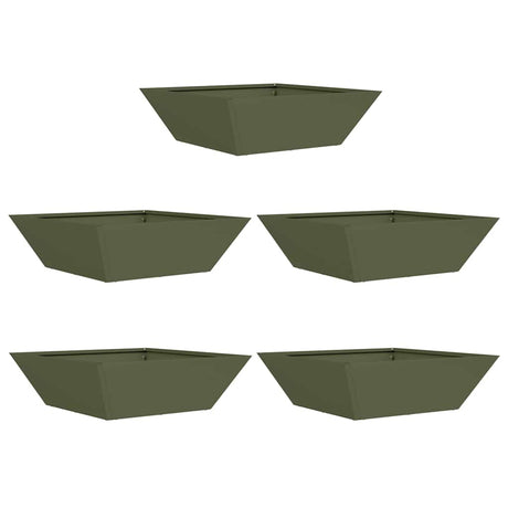 Garden Bowl Planter 5 pcs Olive green 50 x 50 x 15 cm Steel