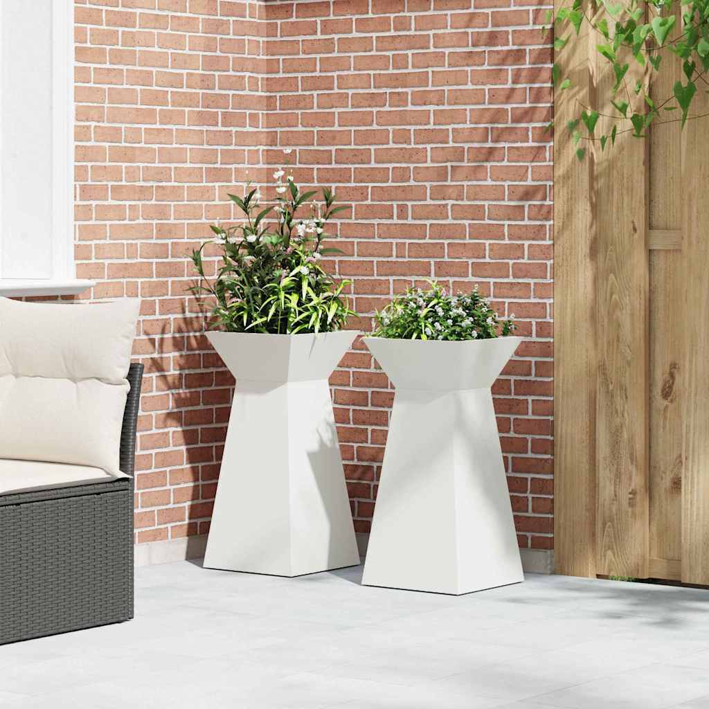 Pillar Planter 2 pcs White 35 x 35 x 73 cm Steel