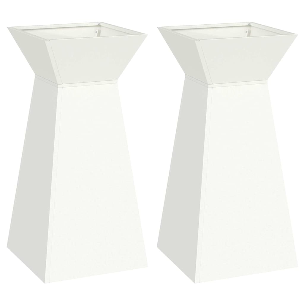 Pillar Planter 2 pcs White 35 x 35 x 73 cm Steel