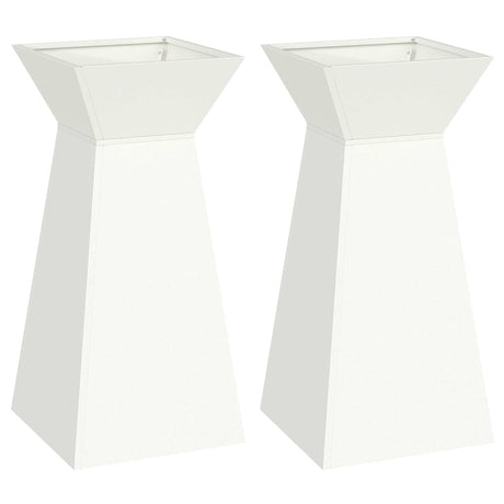 Pillar Planter 2 pcs White 35 x 35 x 73 cm Steel