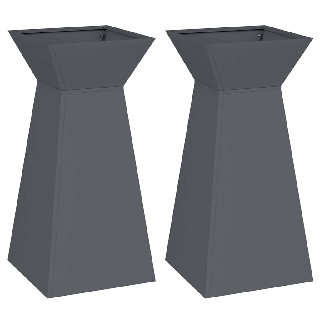 Pillar Planter 2 pcs Anthracite 35 x 35 x 73 cm Steel