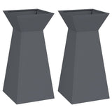 Pillar Planter 2 pcs Anthracite 35 x 35 x 73 cm Steel