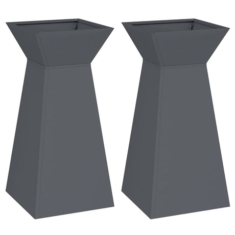 Pillar Planter 2 pcs Anthracite 35 x 35 x 73 cm Steel