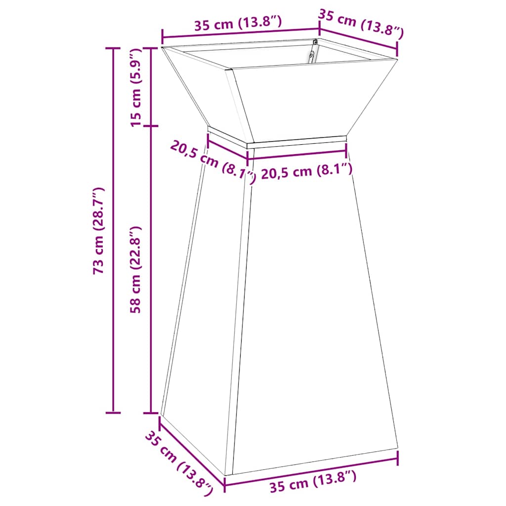 Pillar Planter Olive 35 x 35 x 73 cm Steel