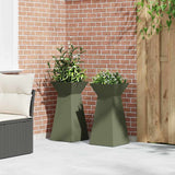 Pillar Planter 2 pcs Olive 35 x 35 x 73 cm Steel