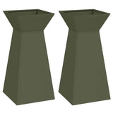 Pillar Planter 2 pcs Olive 35 x 35 x 73 cm Steel