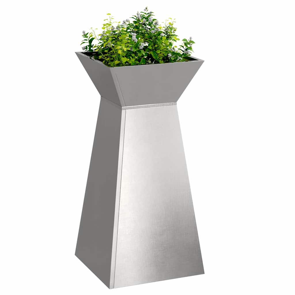 Pillar Planter Silver 35 x 35 x 73 cm Steel