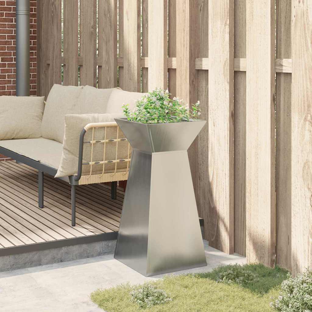 Pillar Planter Silver 35 x 35 x 73 cm Steel