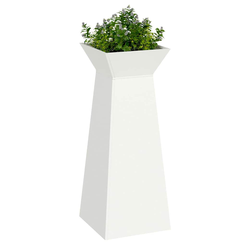 Pillar Planter White 40 x 40 x 100 cm Steel