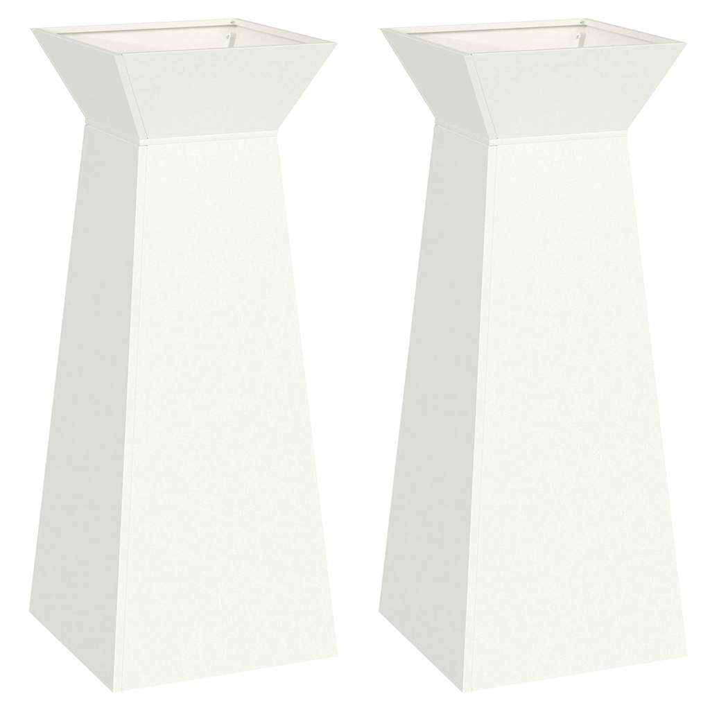 Pillar Planter 2 pcs White 40 x 40 x 100 cm Steel