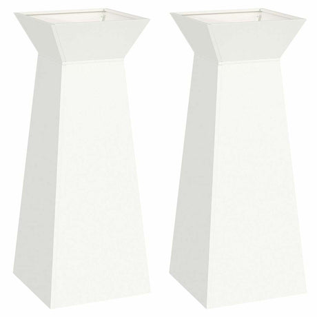 Pillar Planter 2 pcs White 40 x 40 x 100 cm Steel