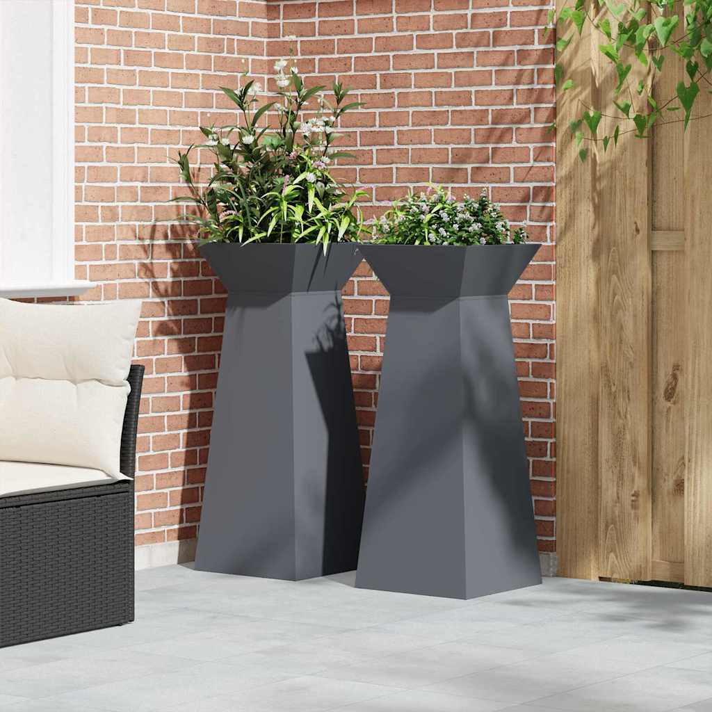 Pillar Planter 2 pcs Anthracite 40 x 40 x 100 cm Steel