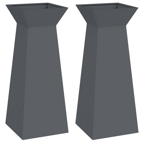 Pillar Planter 2 pcs Anthracite 40 x 40 x 100 cm Steel