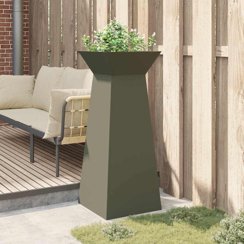 Pillar Planter Olive 40 x 40 x 100 cm Steel