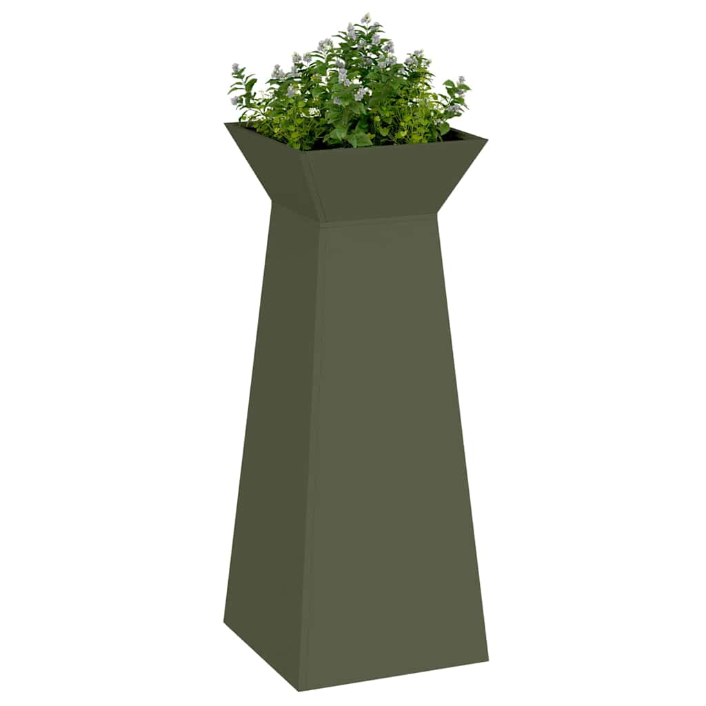 Pillar Planter Olive 40 x 40 x 100 cm Steel