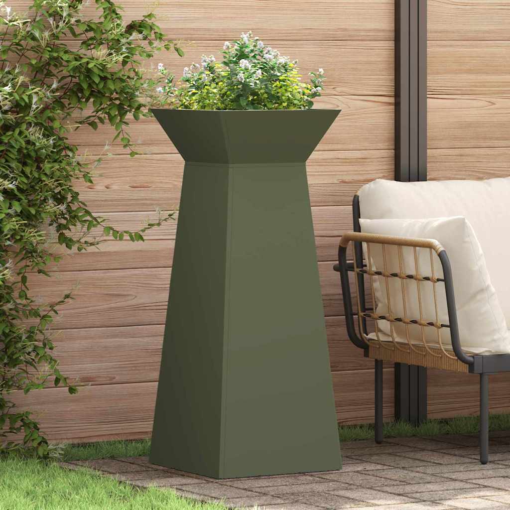 Pillar Planter 2 pcs Olive 40 x 40 x 100 cm Steel