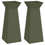 Pillar Planter 2 pcs Olive 40 x 40 x 100 cm Steel