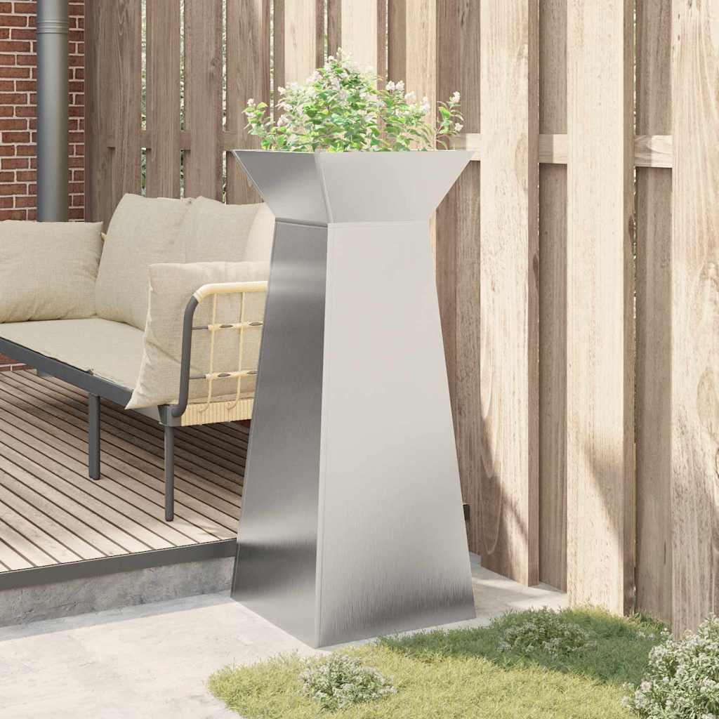 Pillar Planter Silver 40 x 40 x 100 cm Steel