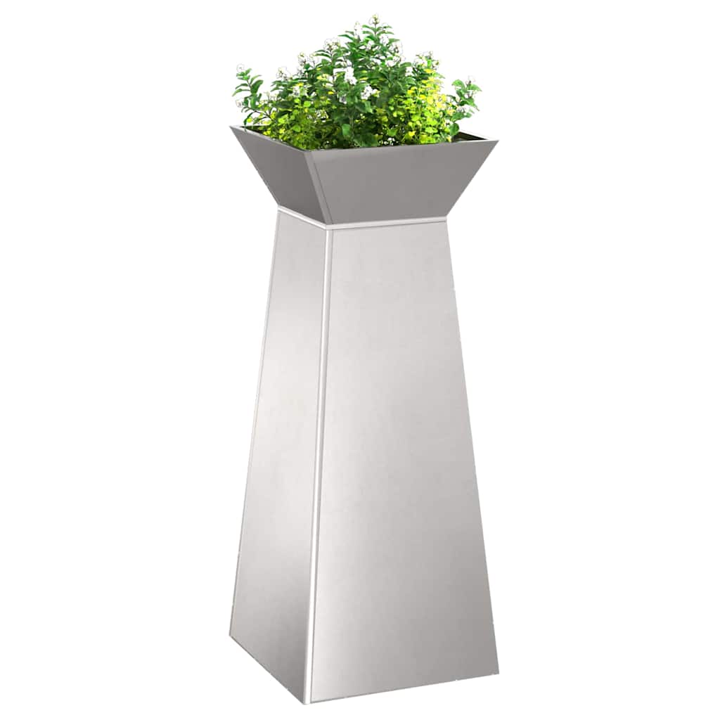 Pillar Planter Silver 40 x 40 x 100 cm Steel
