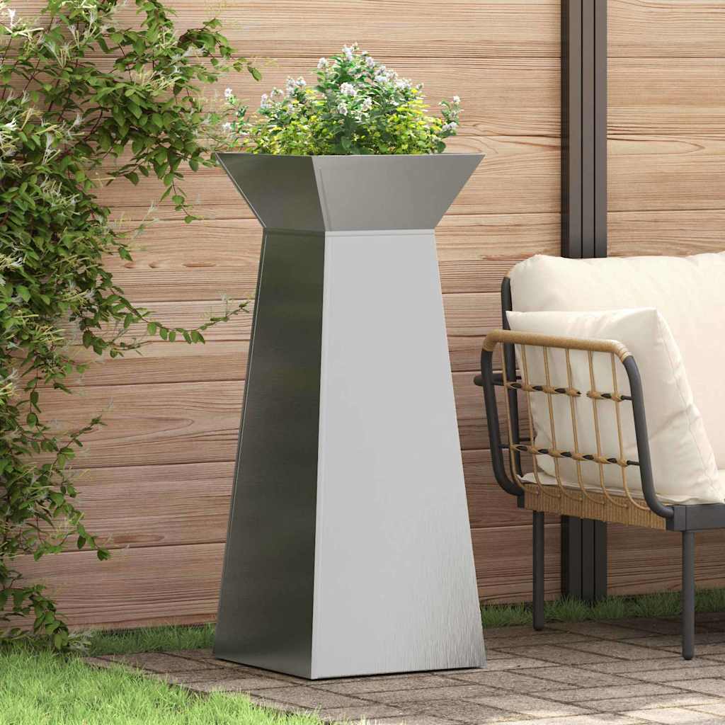 Pillar Planter 2 pcs Silver 40 x 40 x 100 cm Steel