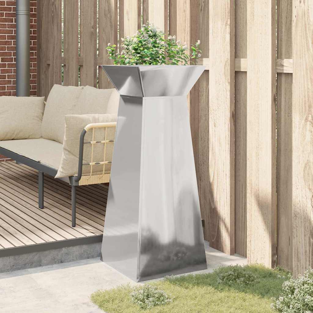 Pillar Planter Silver 40 x 40 x 100 cm Steel