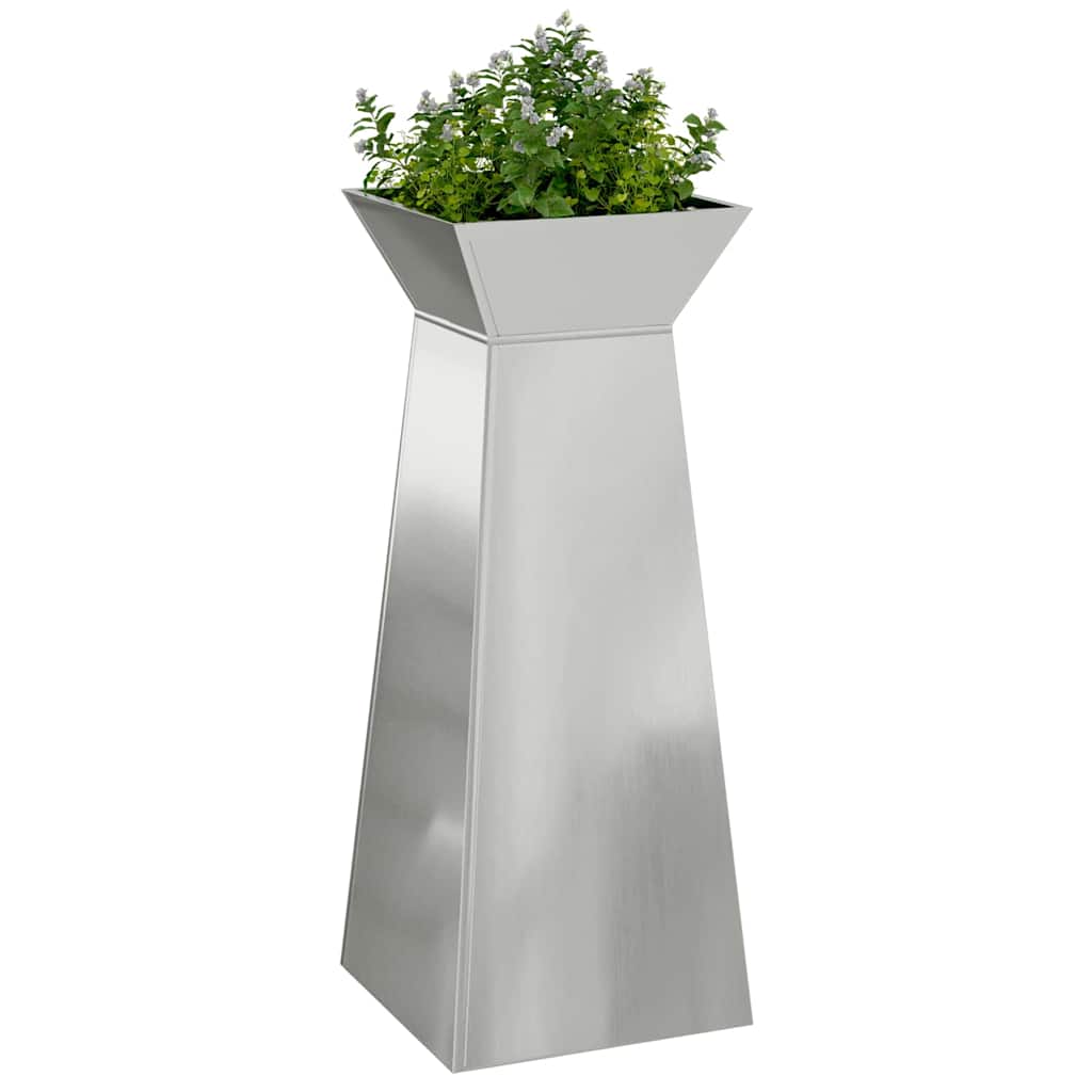 Pillar Planter Silver 40 x 40 x 100 cm Steel