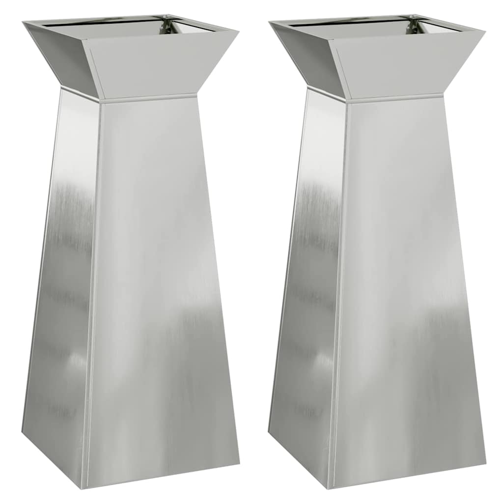 Pillar Planter 2 pcs Silver 40 x 40 x 100 cm Steel