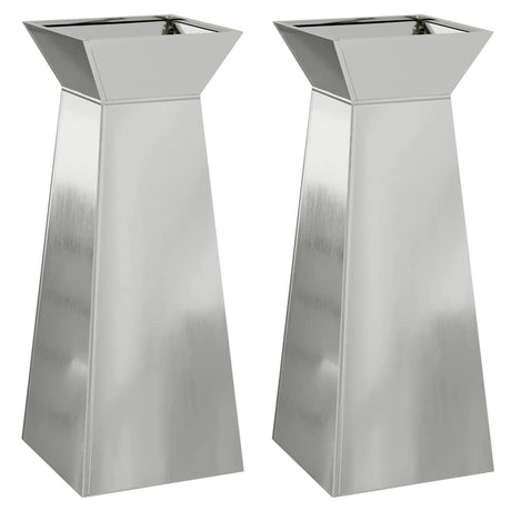 Pillar Planter 2 pcs Silver 40 x 40 x 100 cm Steel