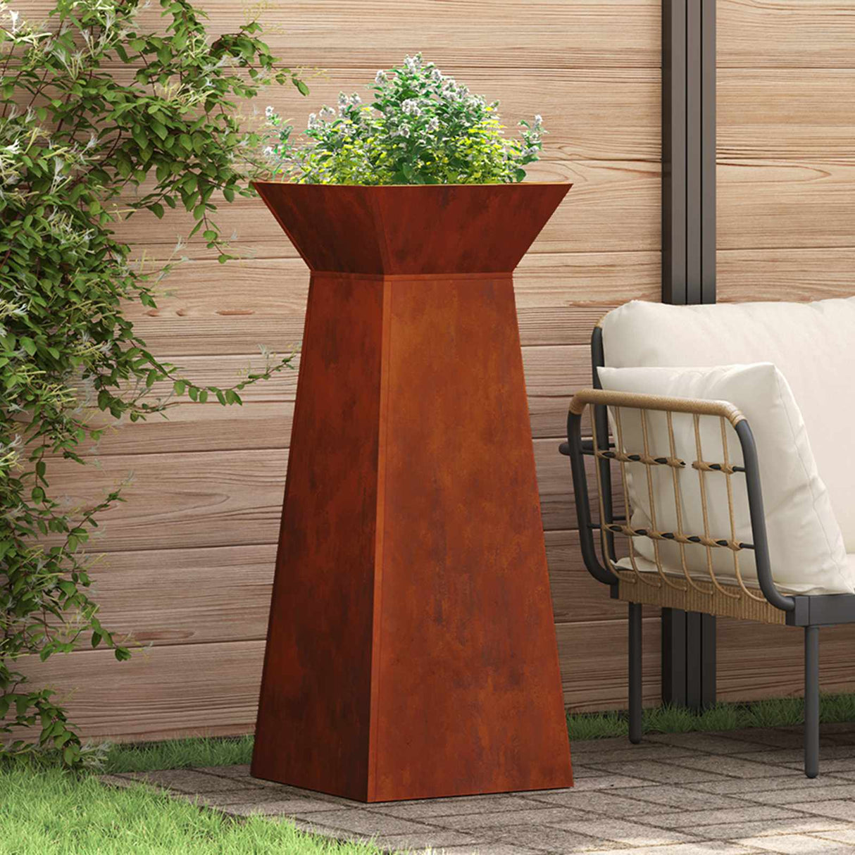 Pillar Planter 2 pcs Silver 40 x 40 x 100 cm Weathering Steel