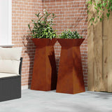 Pillar Planter 2 pcs Silver 40 x 40 x 100 cm Weathering Steel
